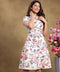 Front Peek-A-Boo Neck Band Printed Dress